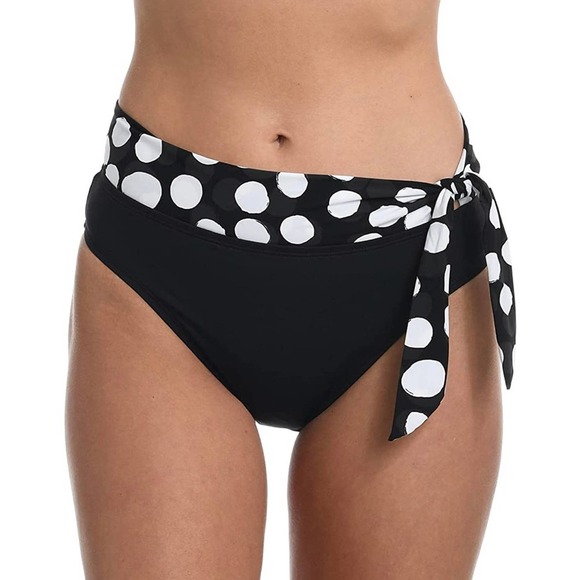 La Blanca Black Polka Dot Waist Bikini Bottom NWT Size 4 - Picture 1 of 5